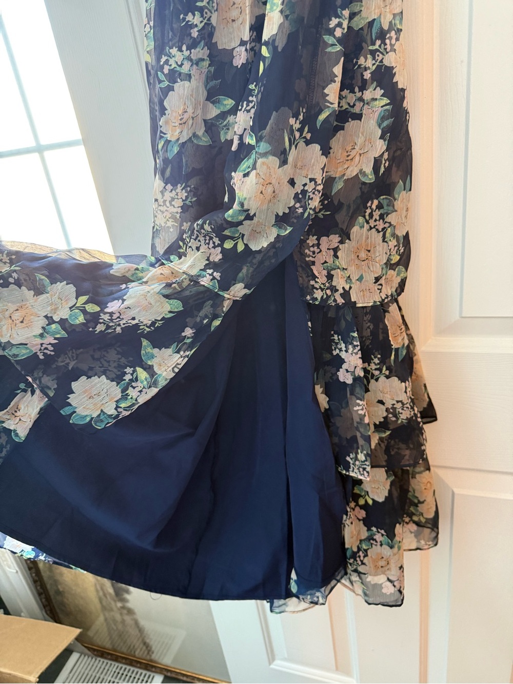 Lulu's Navy Floral Tiered Spaghetti-Strap Maxi Dress - Picture 2 of 4